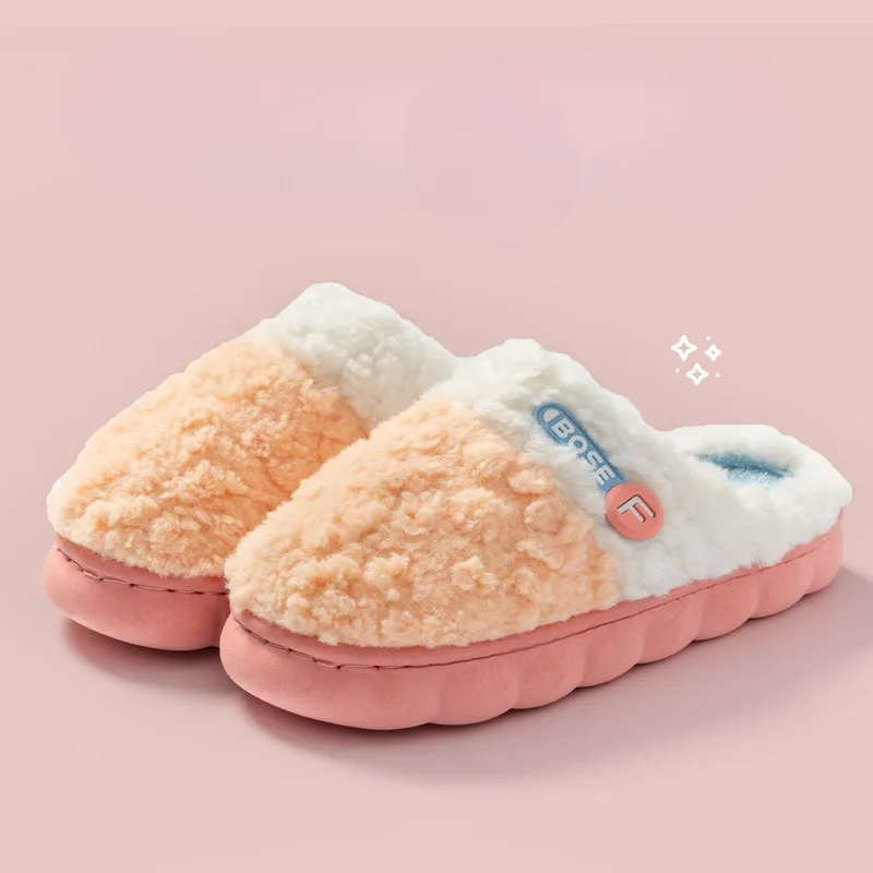 2024 New Winter Trend Unisex Indoor Mule Warm Non-slip Fluffy Slippers For Women Men Closed-toe Slides Ladies Home Cotton Shoes