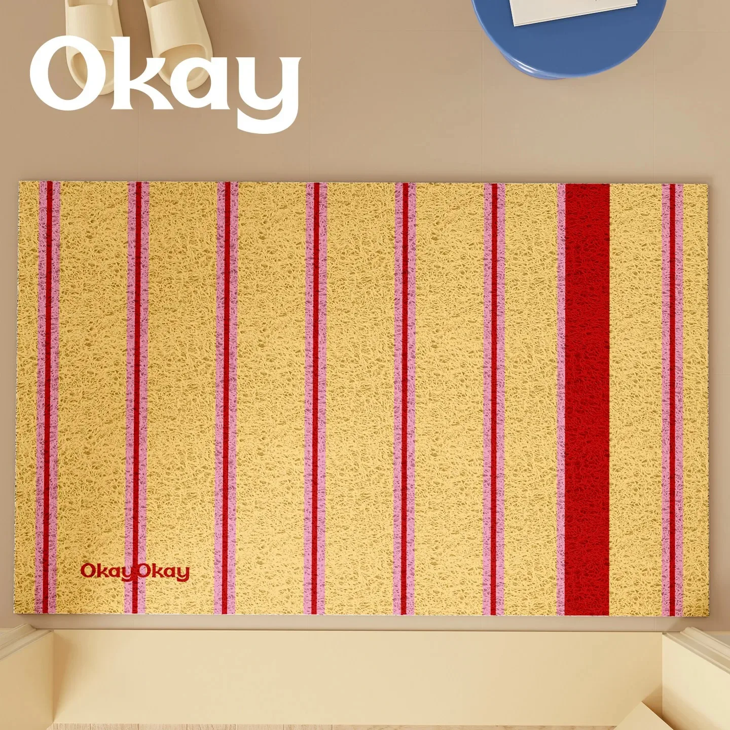 Vertical Striped PVC Coil Doormat Cuttable Anti Slip Entrance Foot Mat Household Door Dirt Trapping Dust Removal Wear Resistant