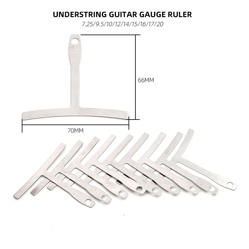 9Pcs Guitar Under String Radius Gauge Neck Notched Straight Edge Builder Measure Stainless Steel Guitar Builder Luthier Tools