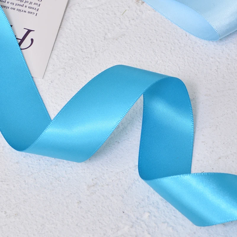 YAMA 100% Polyester Single Face Satin Ribbons 25 28 32 38mm100Yards  Light  Blue for Handmade Rose Flowers  Decoration Wedding