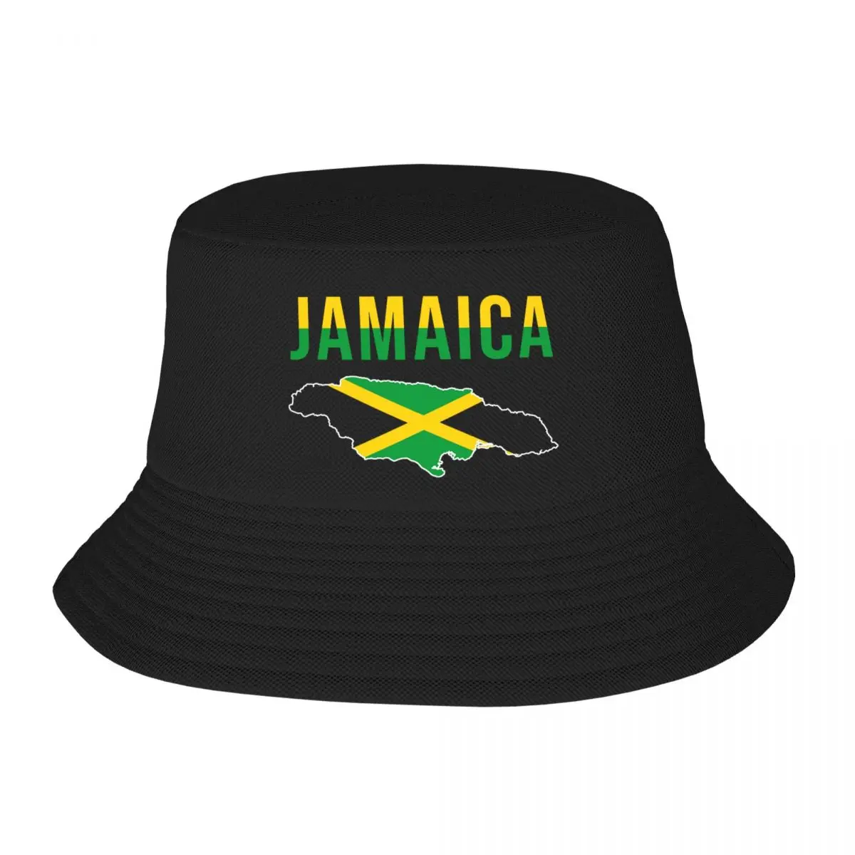 

Custom Jamaica Flag Map Bucket Hat for Men Women Print Jamaican Proud Summer Beach Sun Camping Cap