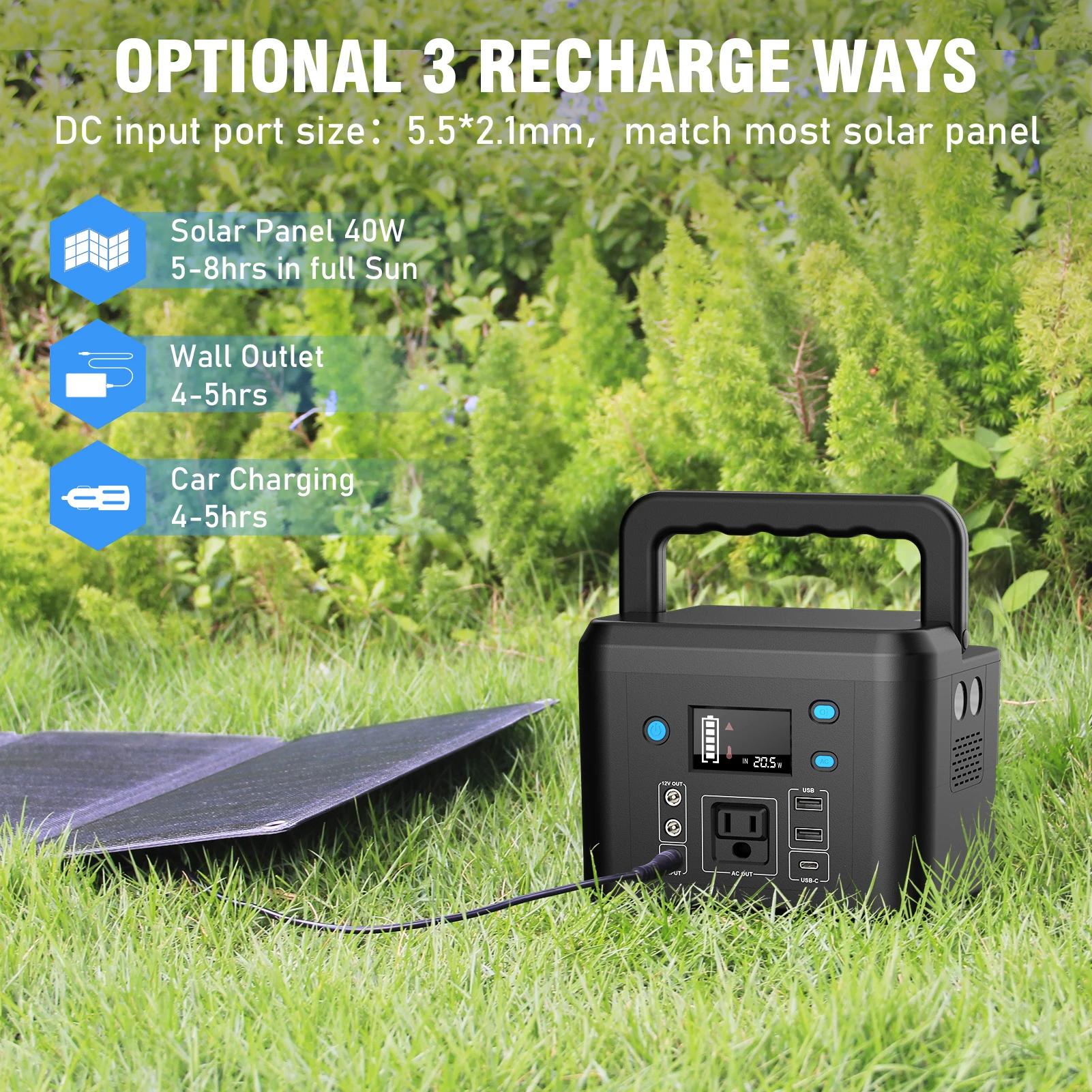 180W Portable Power Station, Solar Power bank with 42000mAh, Solar Generator  for Tent Camping, RV Travel and Home Emergency