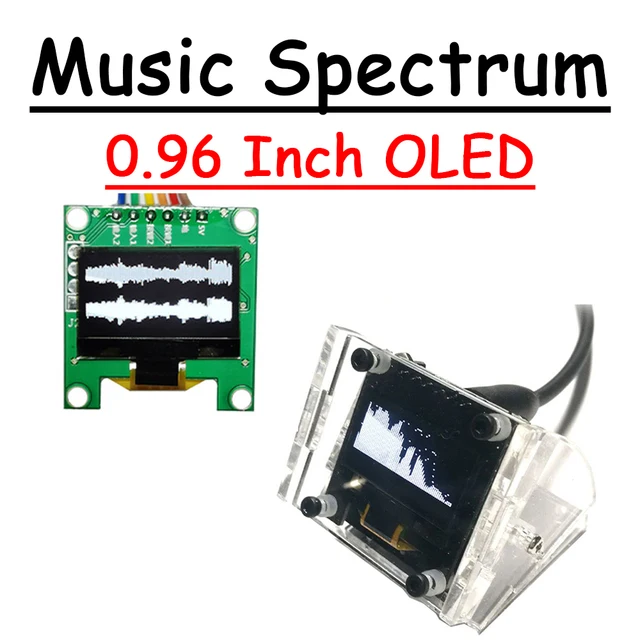0.96 Cal OLED analizator widma muzycznego wzmacniacz ekranowy wskaźnik poziomu Audio analizator rytmu miernik VU sterowanie głosem