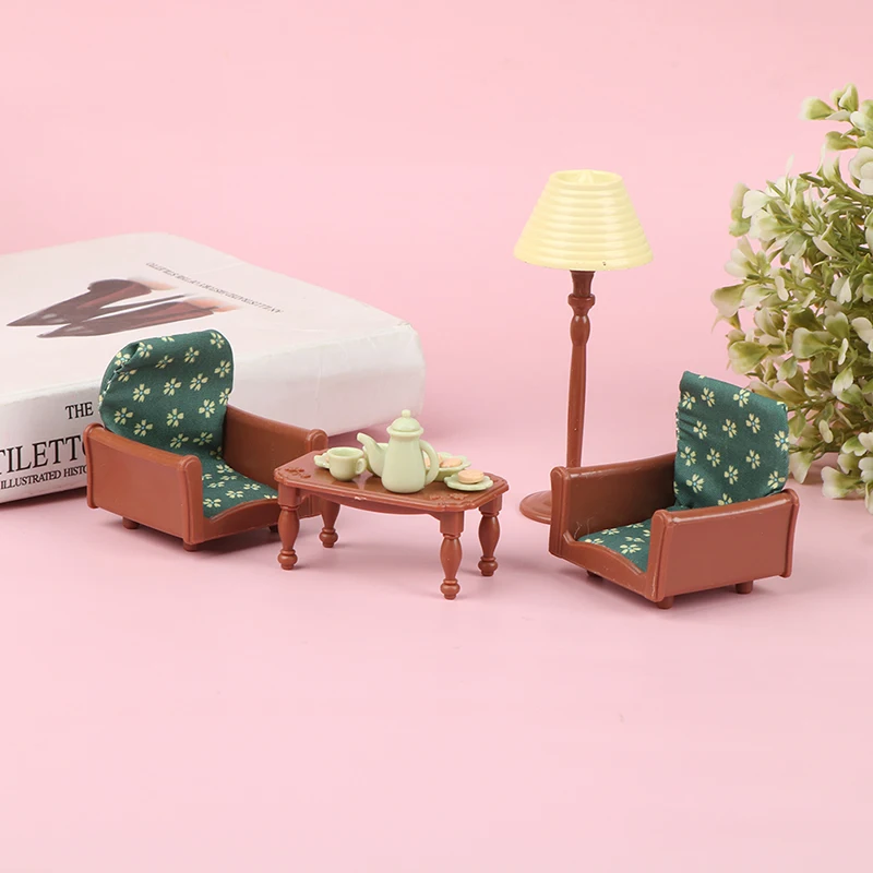 1Set 1:12 Poppenhuis Miniatuur Piano Sofa Tafellamp Teaset Dessert Gebak Meubels Home Decor Speelgoed