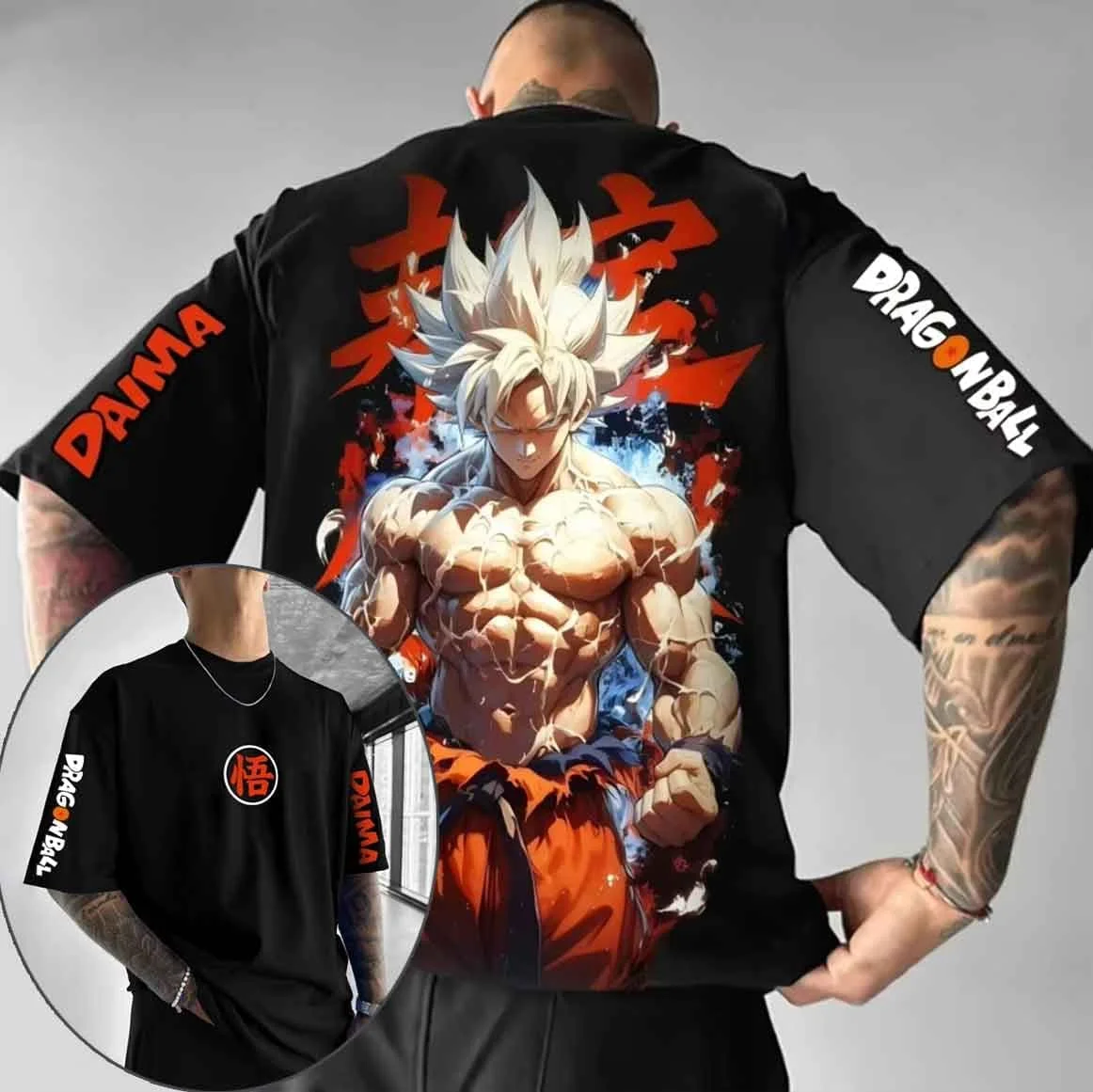 Summer Y2k Clothes Dragon Ball Goku Saiyan Men's Oversized T-shirt Anime Print Cotton Short Sleeve Tee Daily Loose Casual Tops