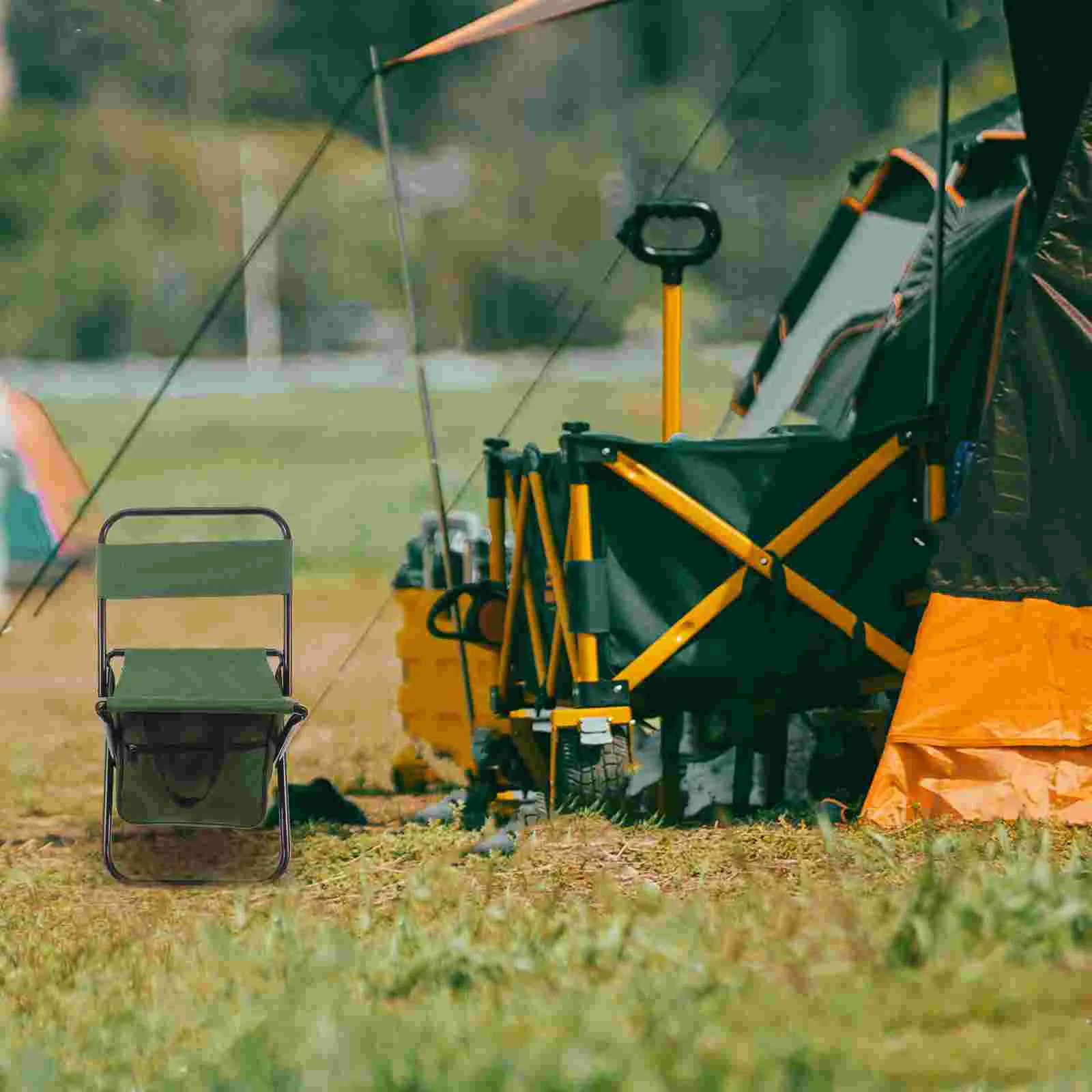 Outdoor Folding Chair Storage Bag Stool Backrest Camping Table Fishing Small Foldable Portable Metal