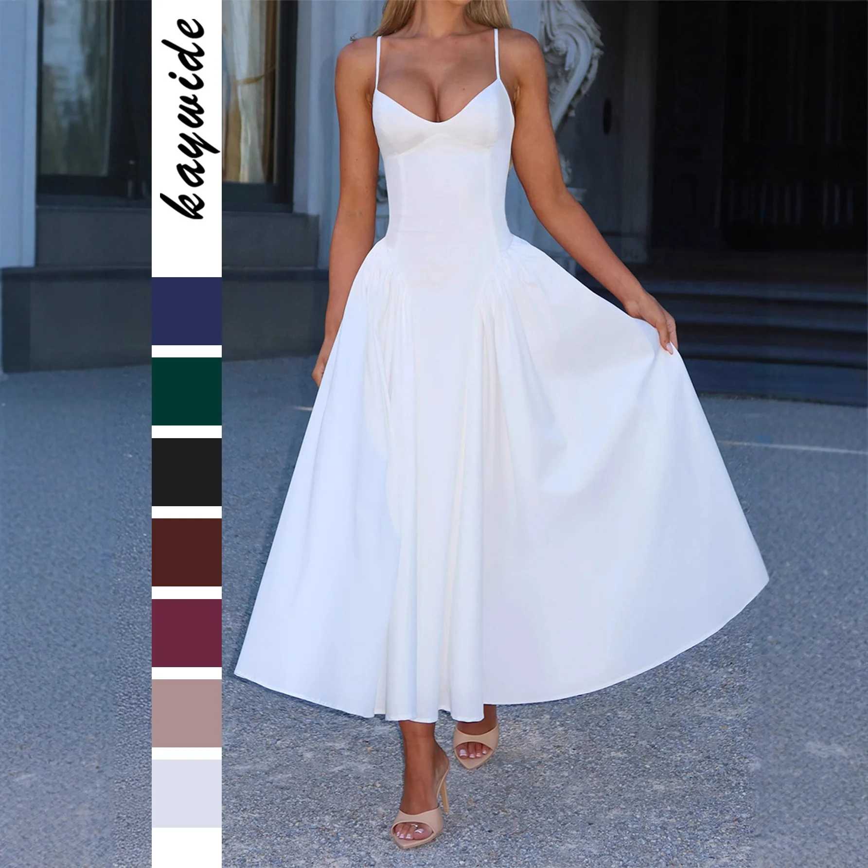 

Элегантное однотонное платье А-силуэта без бретелек в европейском и американском стиле, коллекция Осень-Зима 2025