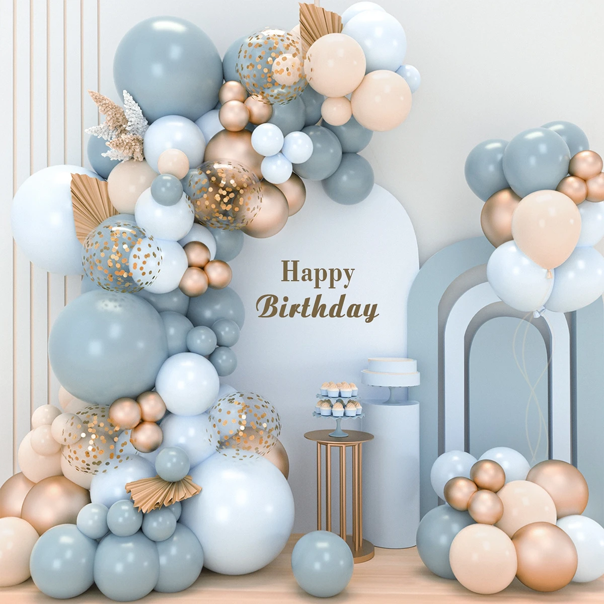 

106pcs Blue Gold Balloons Garland Arch Kit Ice Silk Blue Latex Balloons Wedding Decor Birthday Baby Shower Party Backdrop Globos