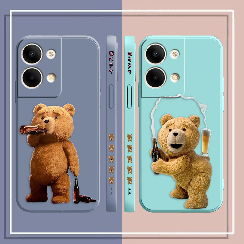 Phone Case For OPPO RENO 8 7 9 6 7SE 5 4 4SE 4 3 4G 5G PRO PLUS Colour Case Cover Funda Cqoue Shell Funny Cartoon T-Teddy B-Bear