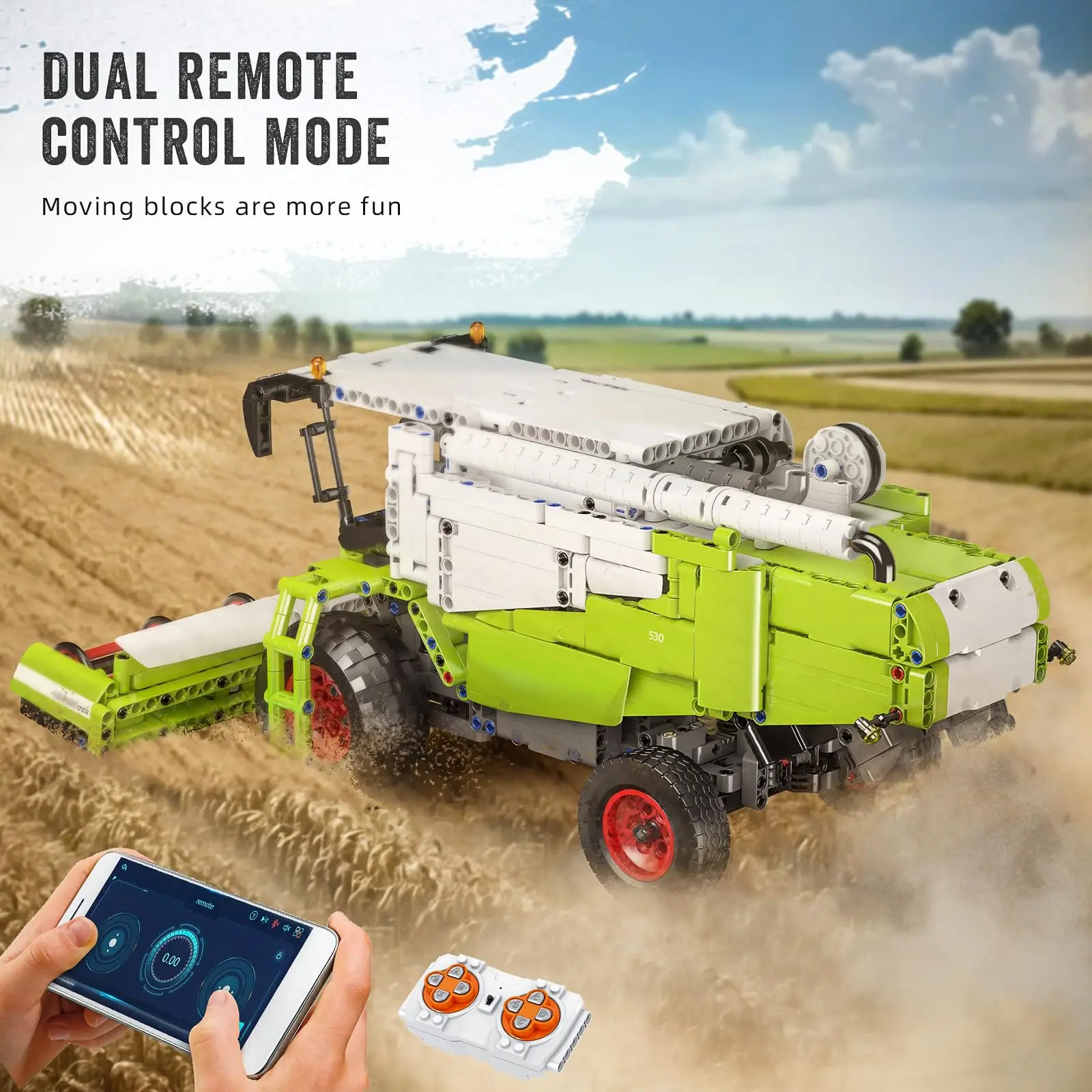 Mold King 17014 Giocattoli per camion tecnici Il modello di mietitrice di controllo APP e RC Assemblaggio di ingegneria Buiding Block Regalo di Natale per bambini