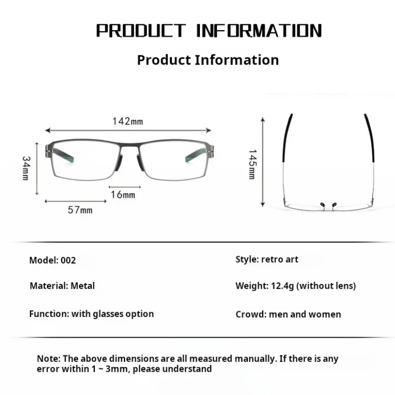 OLLYMURS hommes nouvelle vis sans mode lunettes confort d'affaires, Ultra léger plein cadre optique Prescription lunettes hommes 5085