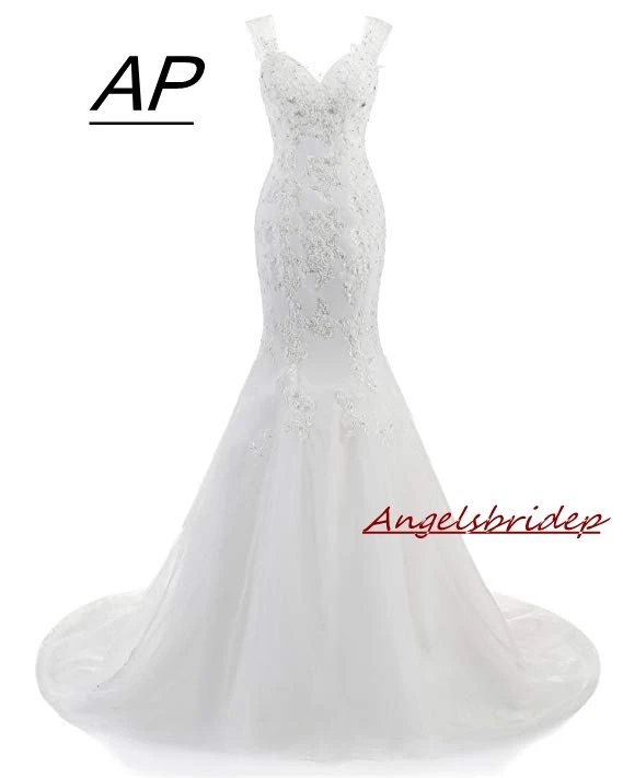 Customized Beaded Mermaid Wedding Dresses Fashion Appliques Floor-Length Vestidos Formal Princess Bride Gowns