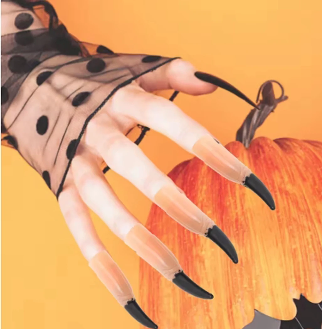 

Halloween Witch Nails Classic Spooky Finger Covers Fake Finger Props Exquisite Costume Finger Sleeves For Halloween Party Dress