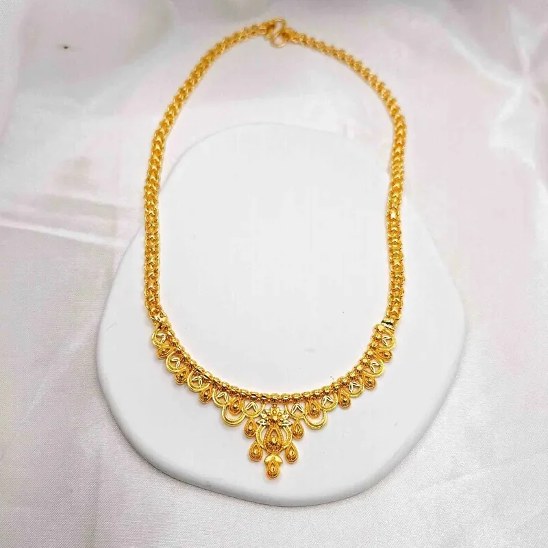 Luxury 24K 9999 Pure Gold real gold Middle East style dinner bride necklace women's necklace