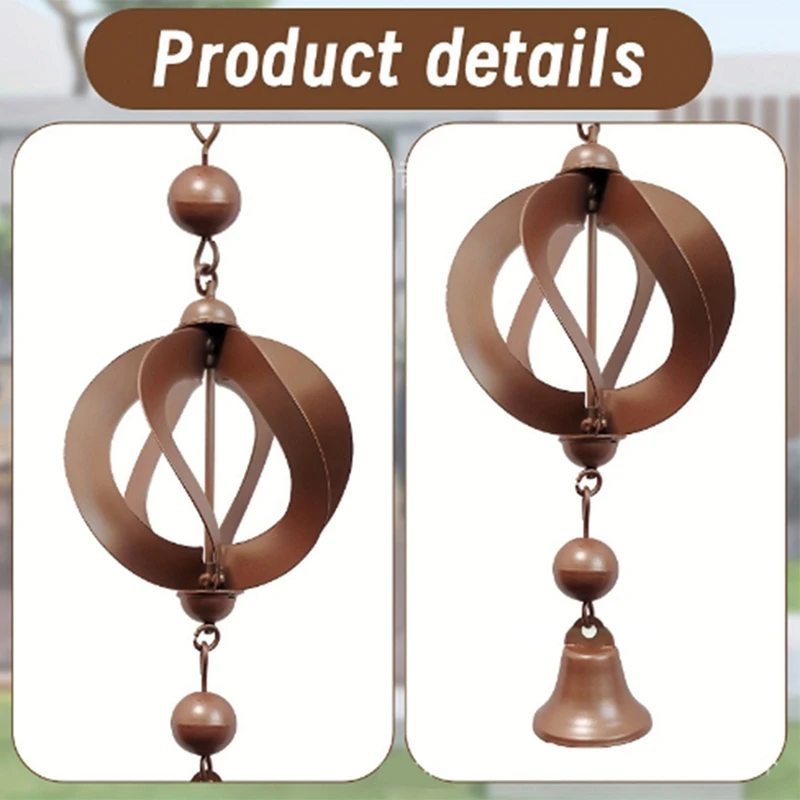 Rain Chain Circular Wind Chime Rain Chain For Gutter Decorative Rainwater Collection Chain With Bells Durable