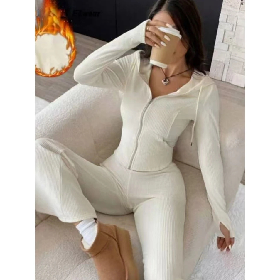 2025 Spring Summer New Design Women's Hooded Cashmere Casual Set Comfortable Breathable Cotton Blend Hoodie And Pants Set