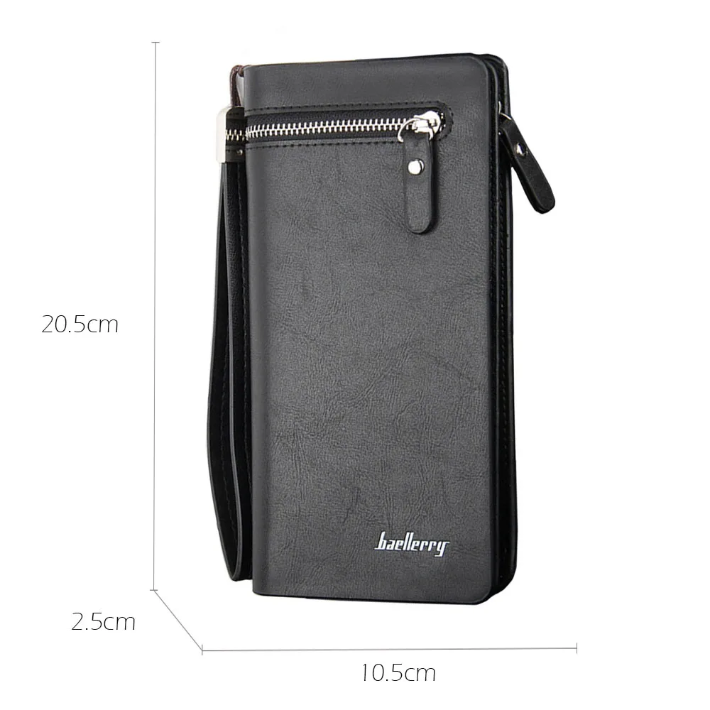 Baellerry Long Men Wallets Business Card Holder Male Purse Name Customized Quality Zipper Large Capacity Wallet For Men