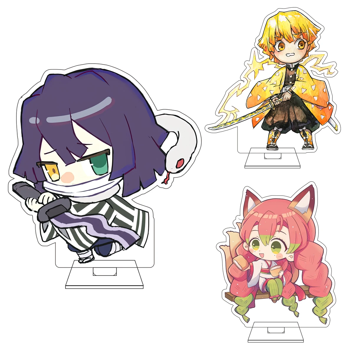 Figura Acrílica de 10CM de Anime Demon Cosplay, Linda Base de Acrílico con Diseño de Tsuyuri Kanawo y Hashibira Inosuke, Adornos y Regalos