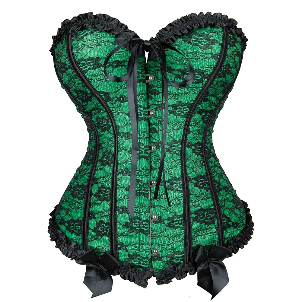 

Satin Jacquard Embroidery Vintage Overbust Corsets for Women Gothic Lace Up Bodices Sexy Victorian Corset