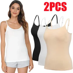 2pc Summer Sexy Camisoles Women Crop Top Sleeveless Shirt Sexy Slim Lady Bralette Tops Strap Skinny Vest Camisole Base Vest Tops