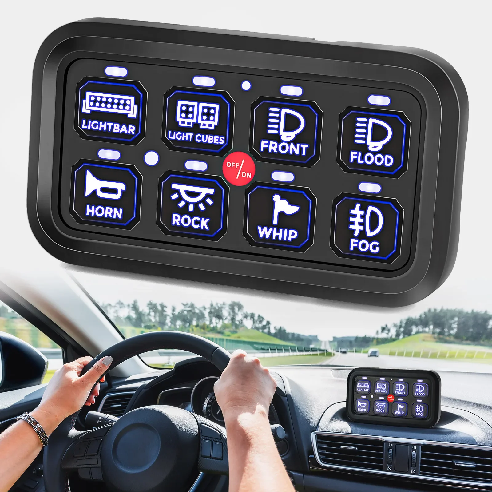 

12-24 В UTV ATV 8-бандовая панель переключателей Электронная релейная система Пикап Универсал UTB Кабина ATV SUV Грузовик Лодка Автобус Сенсорная панель управления Коробка