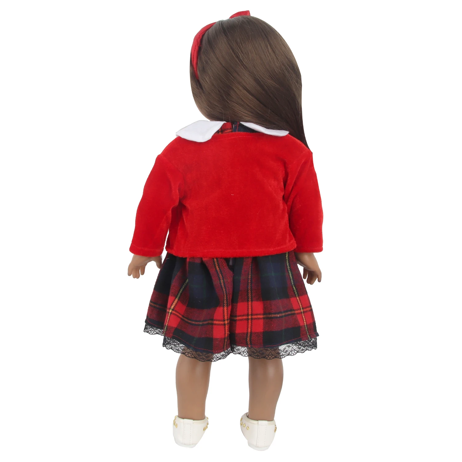 Scottish Plaid Skirt Set For 18 Inches American Doll School Uniforms Dress+Coat Clothes Suit For 43cm Baby New Born&Og Girl doll