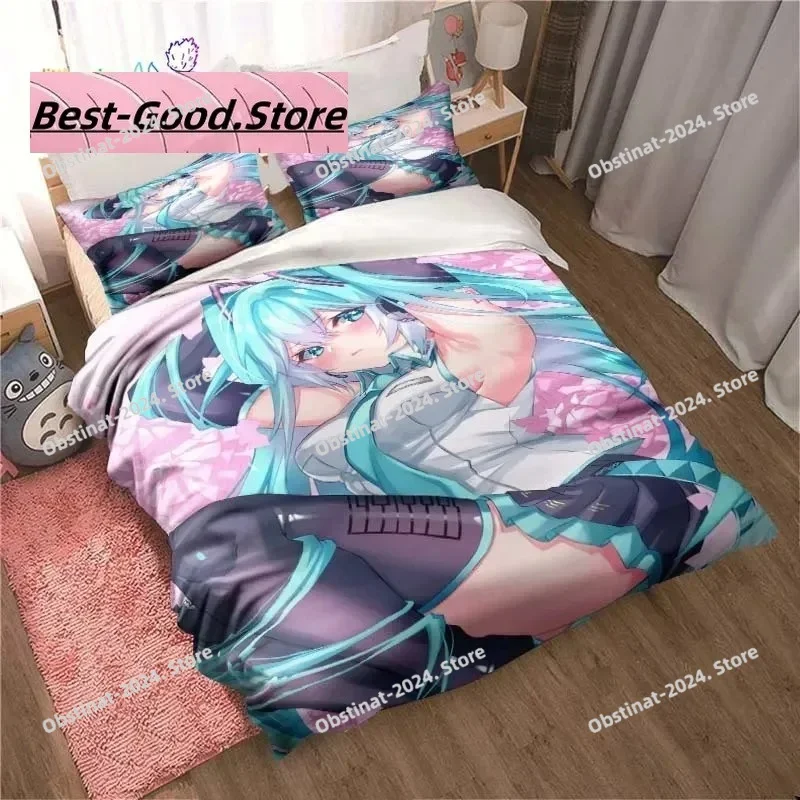 

Japanese Kawaii Anime Miku Bedding Set Single Twin Full Queen King Size Bed Set Aldult Kid Bedroom 3D Print