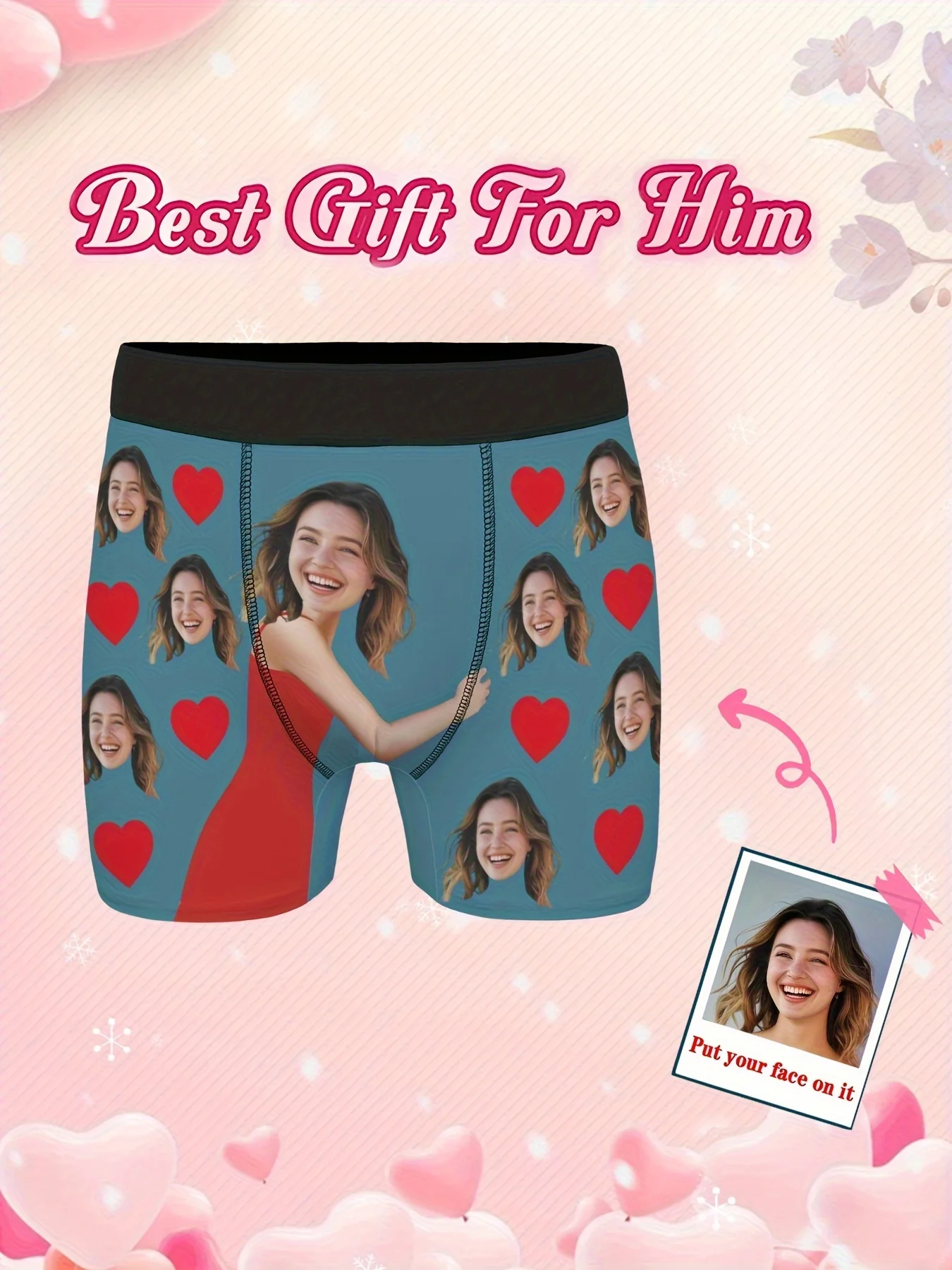 DIY Custom Men's Underwear, Personalized Photo Briefs, Novelty Gift, Funny Big Head Face Replacement, Lightweight Breathable