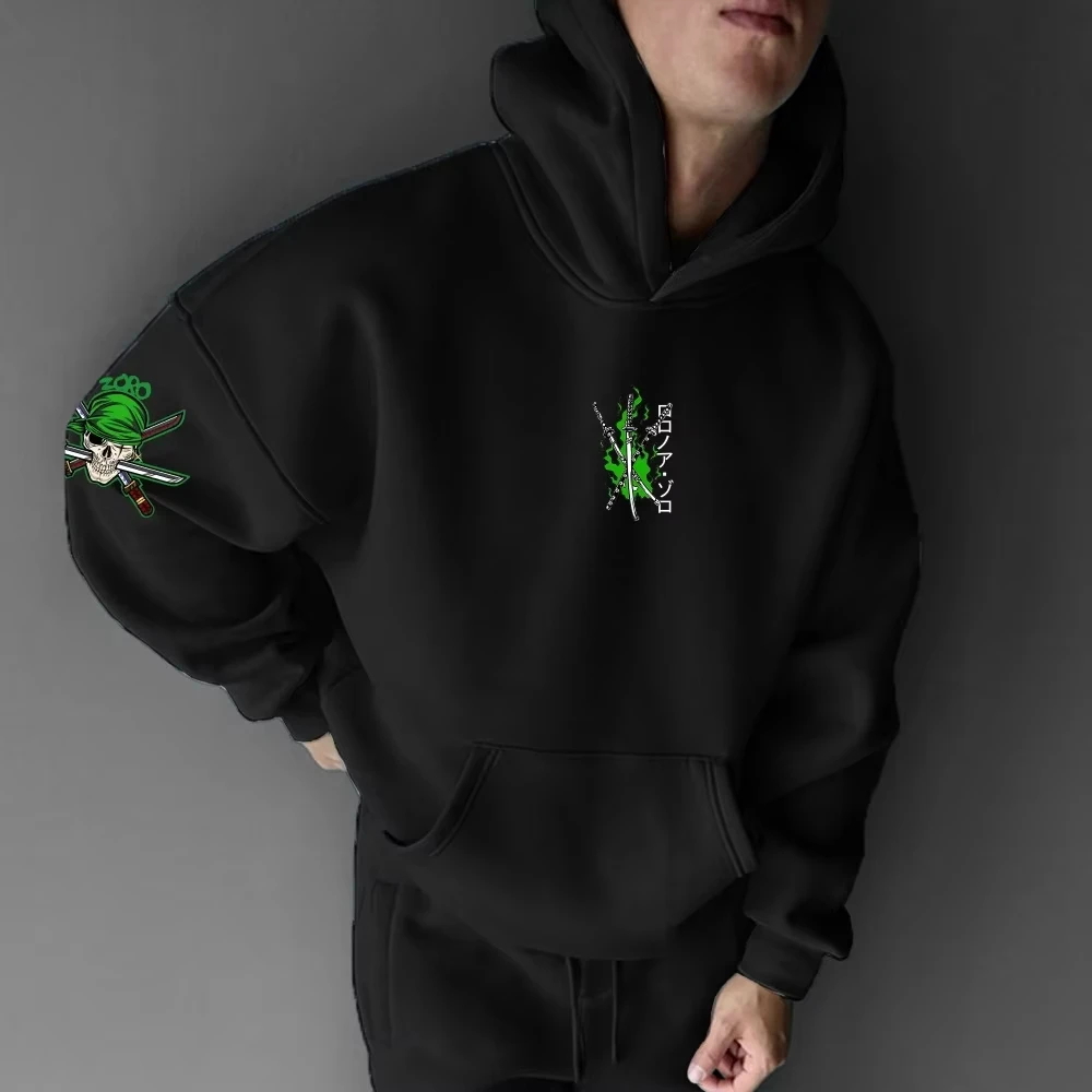 قطعة واحدة الرجال هوديي سترة رورونوا زورو انمي ياباني الرجال والنساء طويلة الأكمام البلوز الخريف والشتاء الشارع الشهير