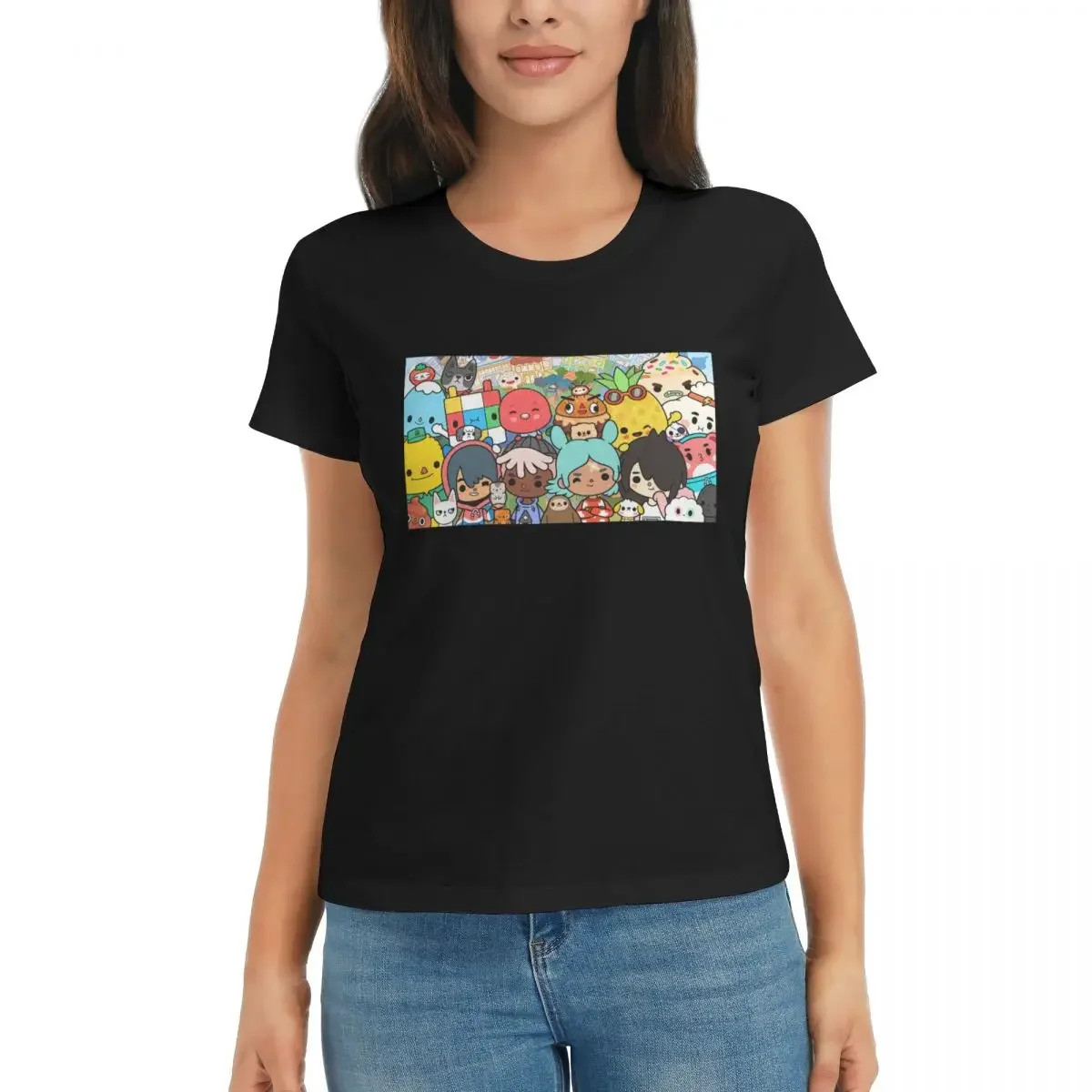 Camiseta para mujer Toca Life Box Toca Boca Cute Game, camisetas de manga corta de verano, camisetas de algodón con cuello redondo, ropa, Tops, ropa de calle