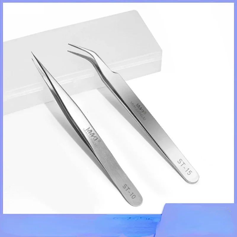 100%Stainless Steel Industrial Anti-static Tweezers watchmaker Repair Tools With security label