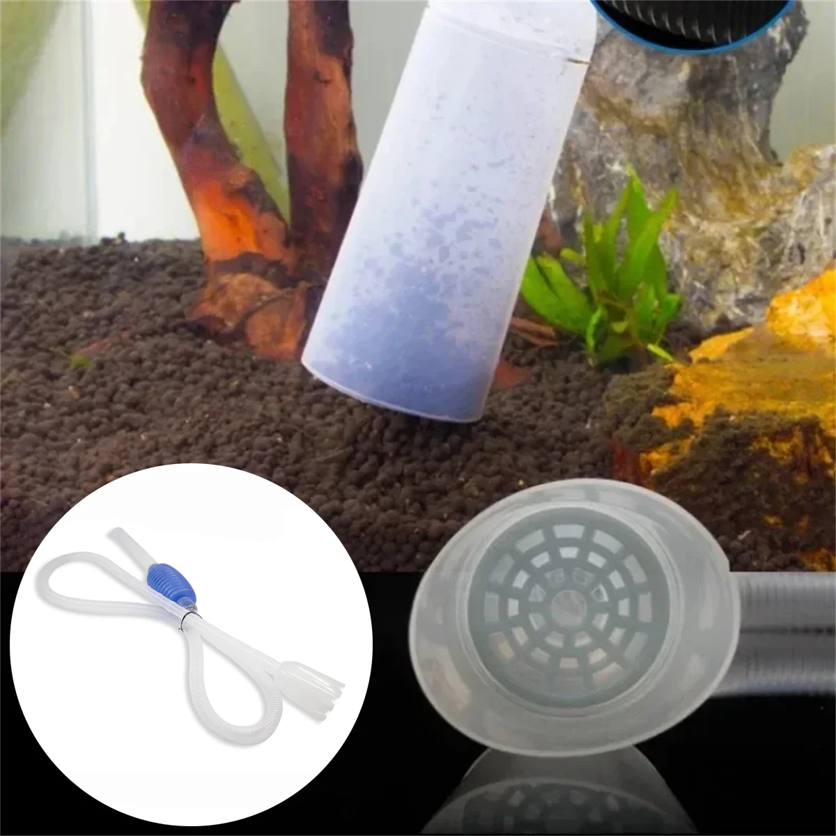 1Pc Aquarium Fish Tank Vacuum Pump Cleaning Tool Length 115cm  Syphon Vacuum Gravel Water Filter Cleaner Household Manual Device