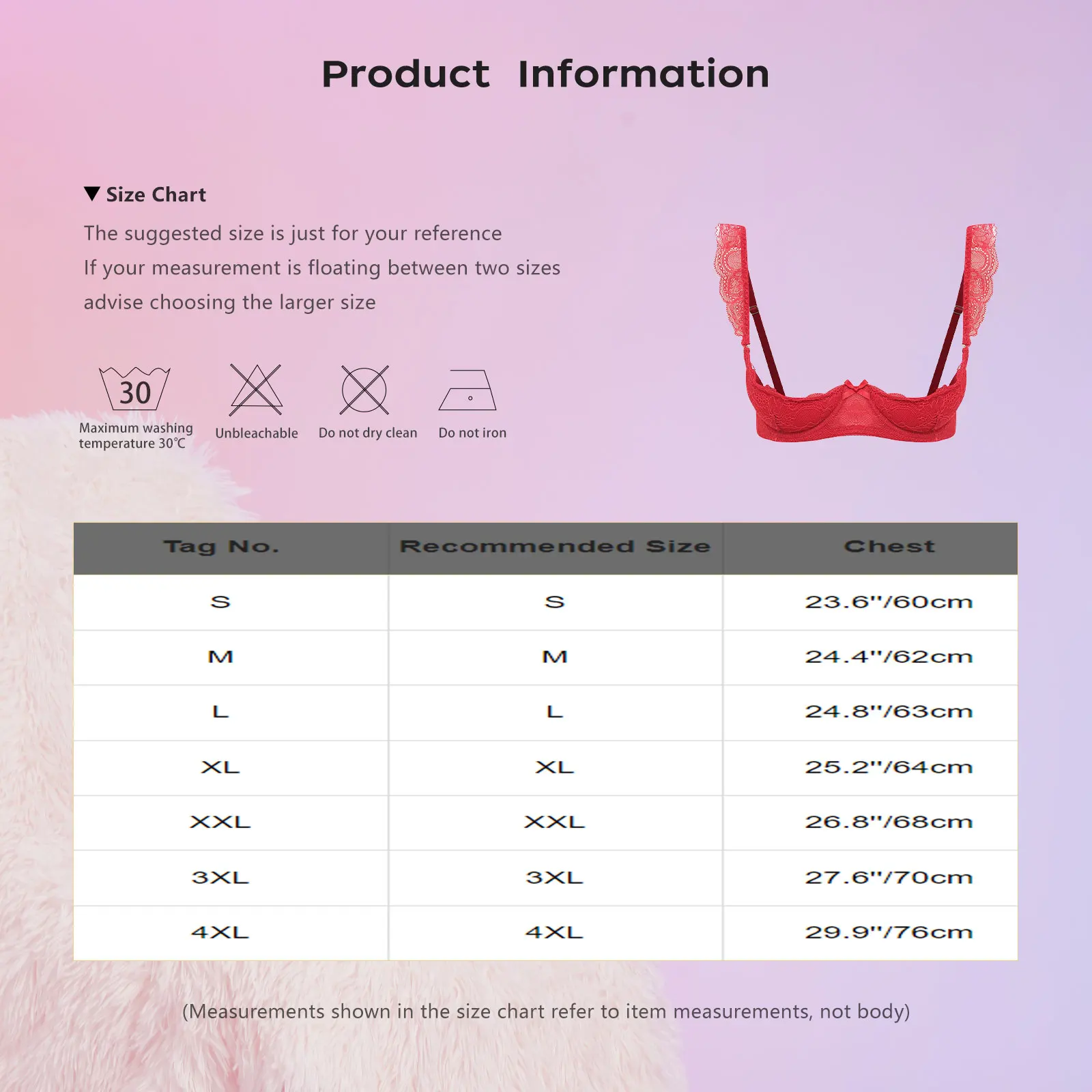 

Womens Floral Lace Brassiere 1/4 Cups 2cm Thick Pads Push-up Underwire Ruffled Trim Balconette Bralette Lingerie Ladies Bra Top