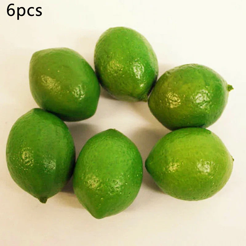 6Pcs Lifelike Limes Lemon Artificial Plastic Fake Fruit Imitation Home Decors Home Kitchen Party Decoration Simulation Limes