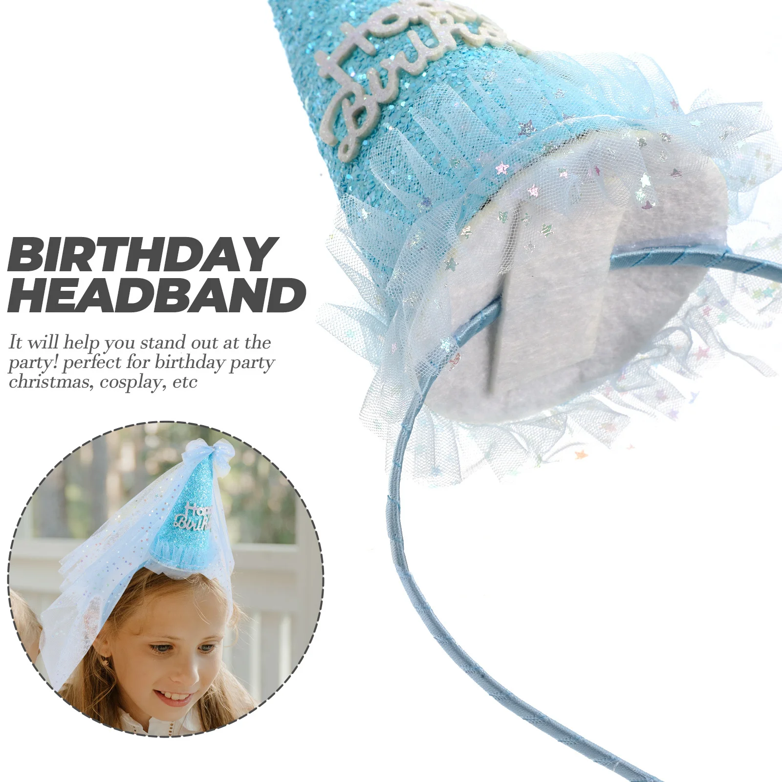 

Birthday Headband Kids Lace Lovely Hat Headdress Lightweight Soft Comfortable Baby Girls Party Supply Hair Band Decorative