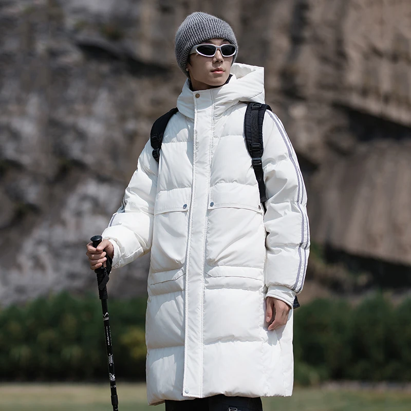 

Couple's Long Thickened Down Jacket 50% Duck Down Winter New Arrival Fashion Brand Men's Long Sleeve Padded Coat