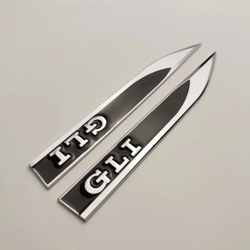 1Pairs 3D Metal Car GLI Logo Letters Front Side Fender Badge Emblem Sticker For VW Sagitar Jetta GLI MK5 MK7 MK4 MK6 Accessories 3