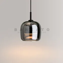 Modern LED Glass Pendant Lights Smoke Grey Hanging Lamp For Dining Room Bar Indoor Decor Lighting Bedroom Bedside Led Luminaire
