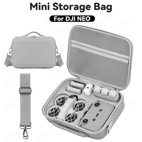 Imagen 1 del producto Bolsa de almacenamiento para DJI NEO, Estuche de transporte integrado, bolso de viaje, Maleta de PU con correa para el hombro, accesorios para RC-N3 de Dron