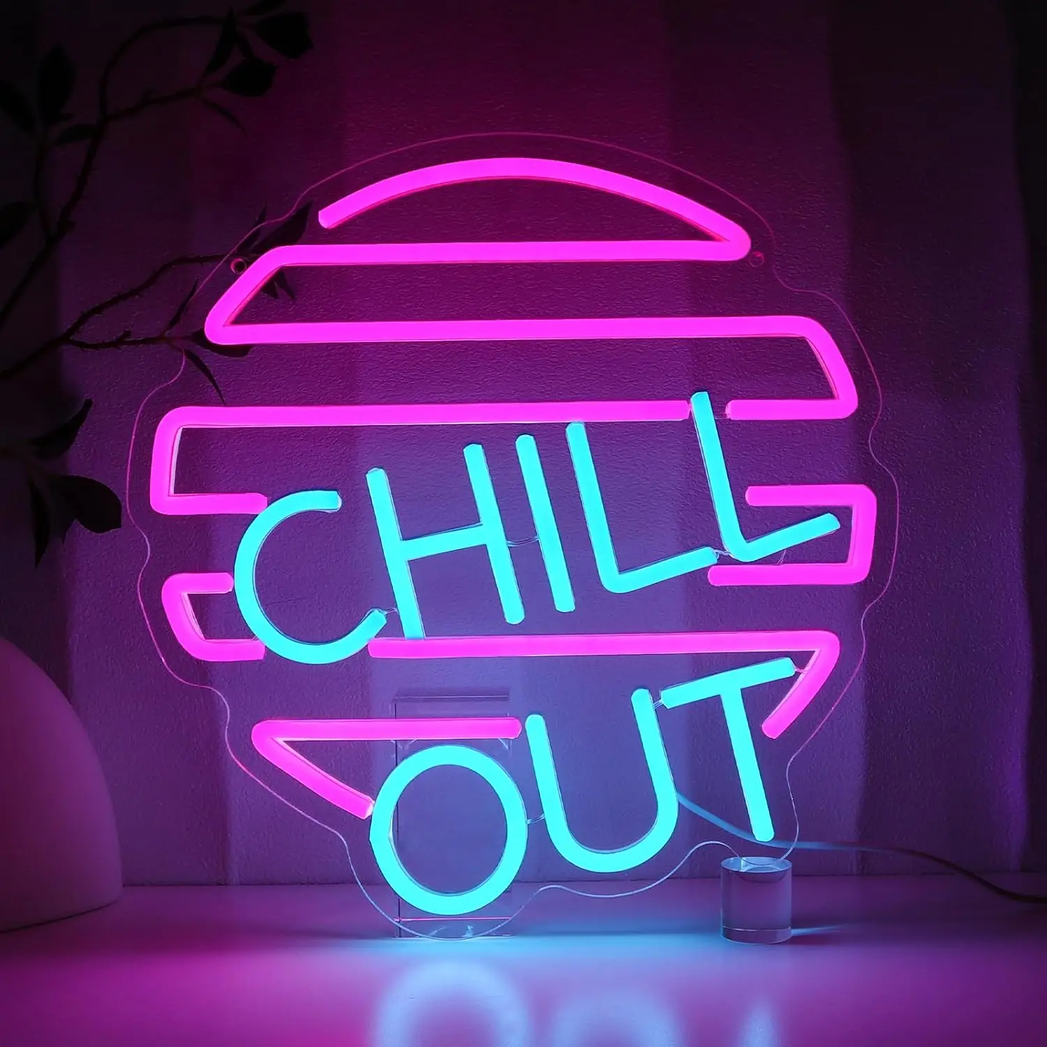 Chill Out Neon Sign for Wall Decor, Dimmable Neon Lights for Bedroom Lounge Game Room Bar Hotel Cafe Man Cave Home Decor