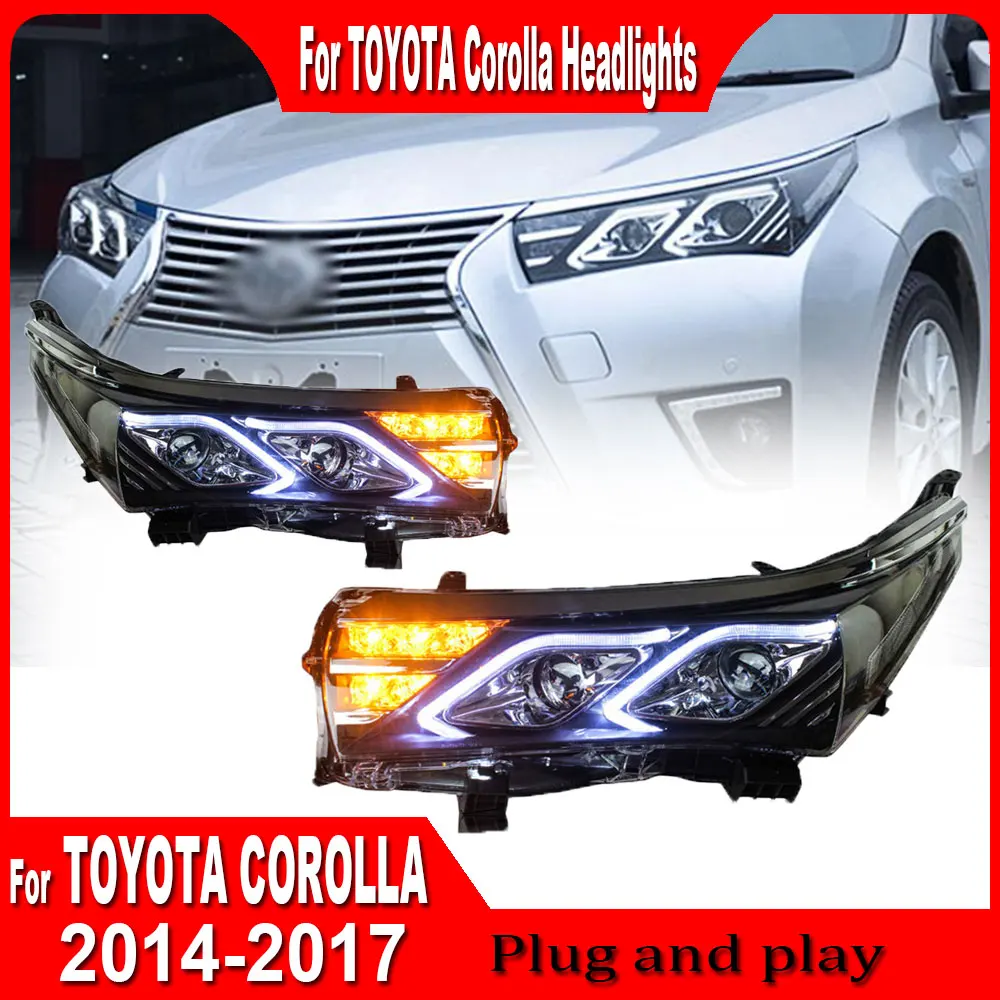 Styling Headlights for Toyota Corolla LED Headlight 2014 2015 2016 Head Lamp DRL Signal Projector Lens angel eyes Automotive