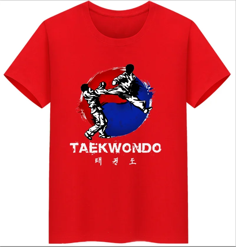 COTTON 100% Taekwondo Shaolin Kungfu Karate Bushdo Judo Martial Arts Men\'s T-shirt Short Sleeve Men\'s and Women\'s Youth TEE