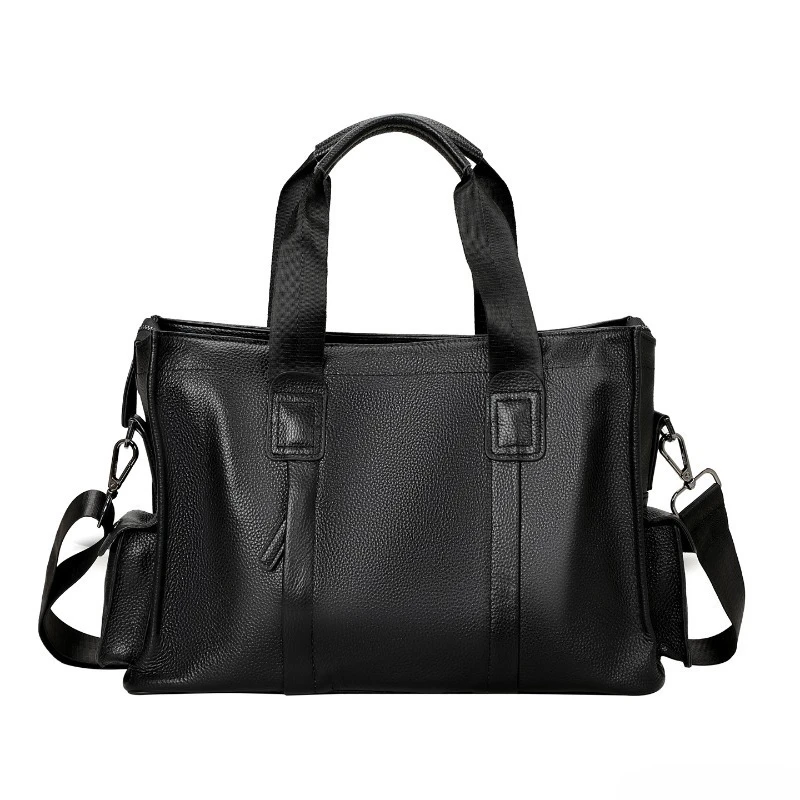 Men's Large Capacity Convertible Genuine Leather Briefcase Shoulder Crossbody Backpack Business Travel Bag