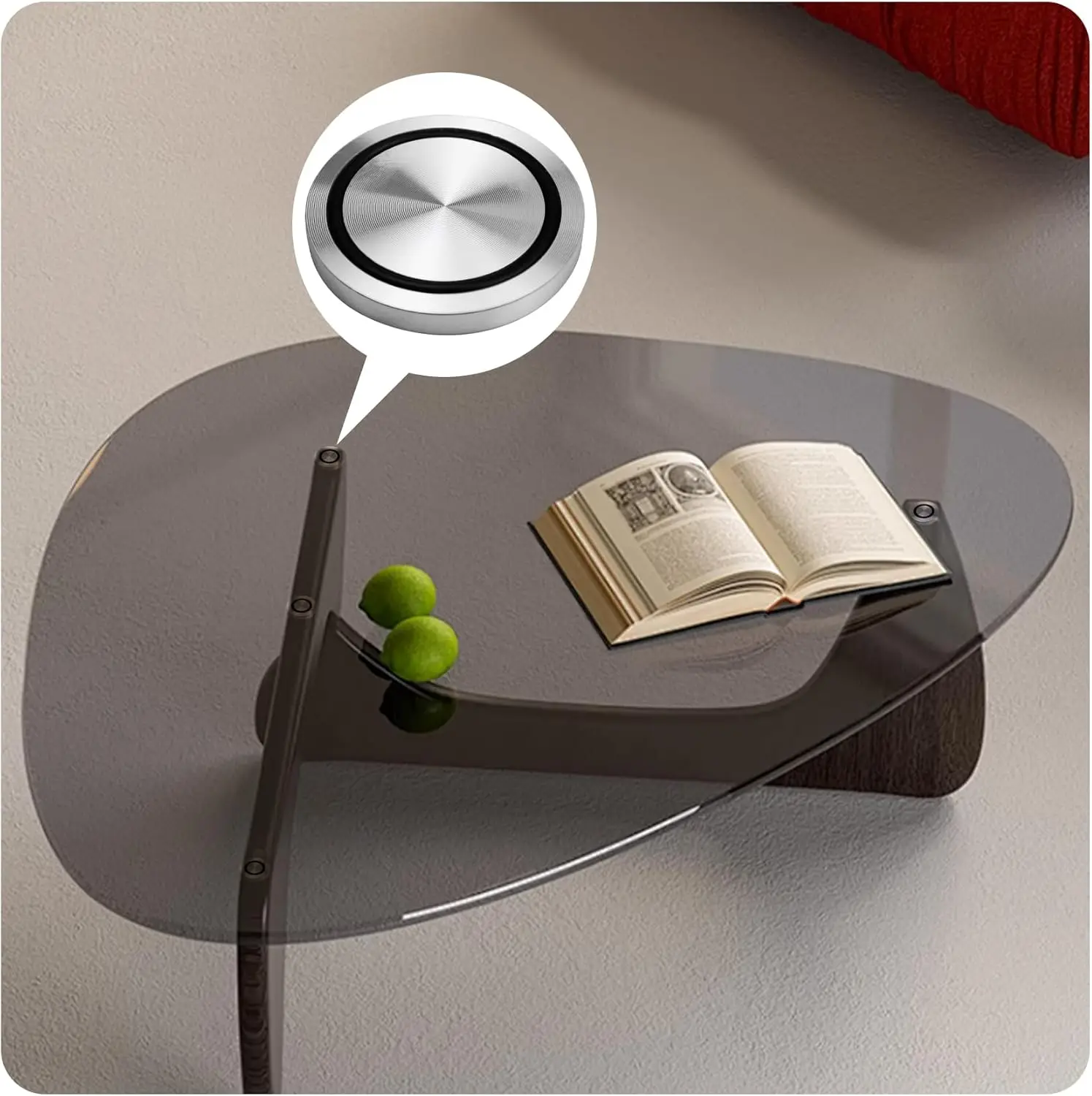 4Pcs Solid Aluminum Circle Glass Top Adapter No Glue Anti-glide Rubber Ring Coffee Tea Bar White Black