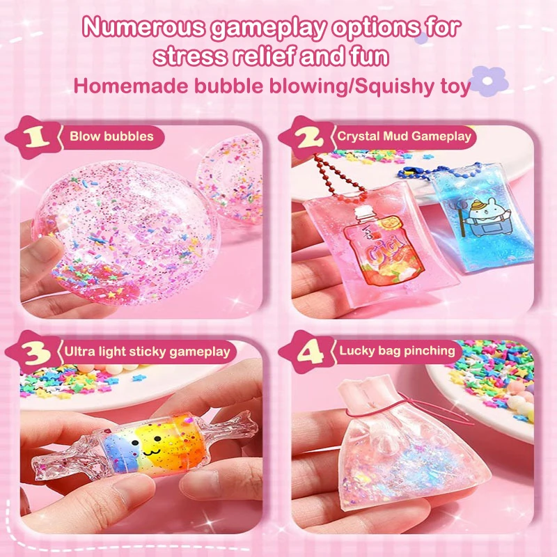 **DIY Craft Pinch Toy Making Blowable Bubble Tape Non-marking Double-sided Adhesive Reusable Color High Sticky Nano Tape view 6