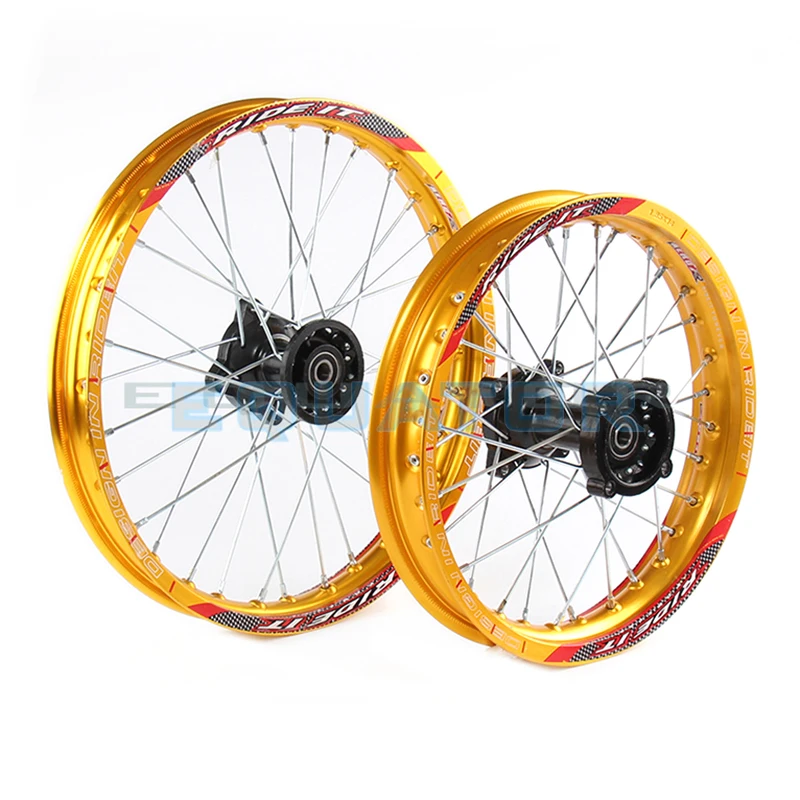 

gold 12mm 15mm Front 1.40x14" inch Rear 1.85x12" inch aluminium Alloy Wheel Rim For 160cc 150CC Dirt Pit bike 12 14 inch wheel