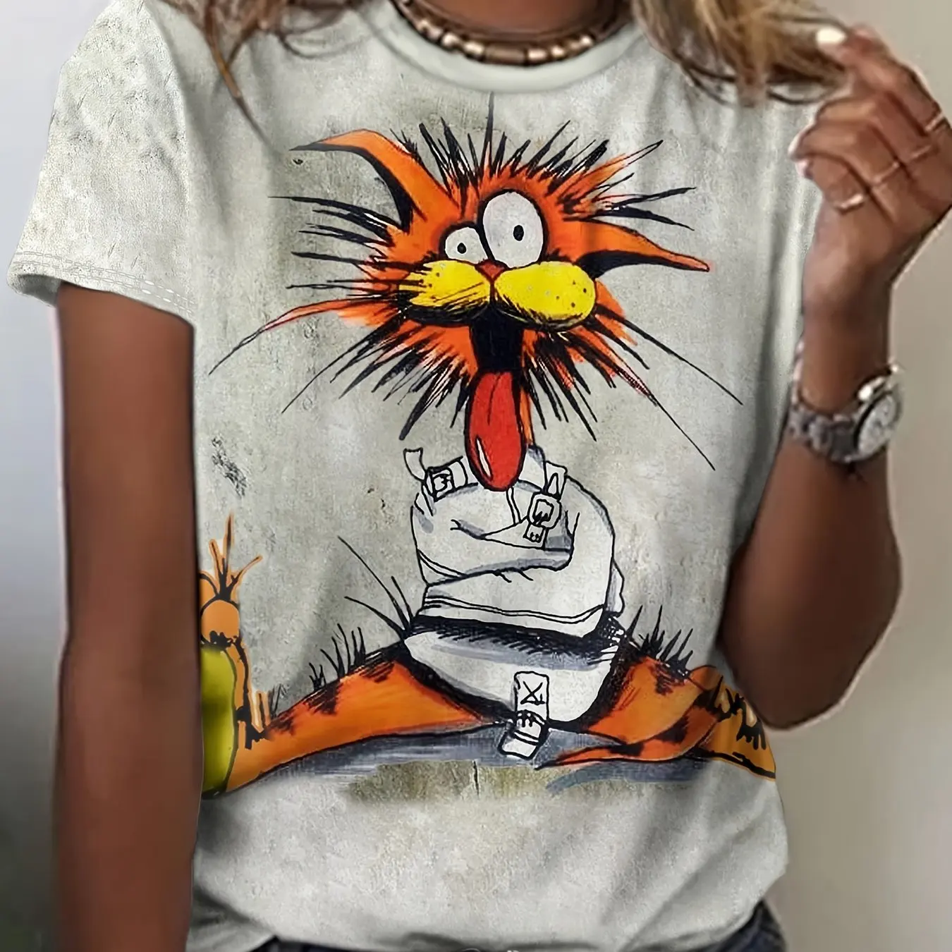 

Women's T-Shirt Funny Animal 3d Graphic Printing Short-Sleeved Fashion Casual Street Round Neck Summer Women's Clothing