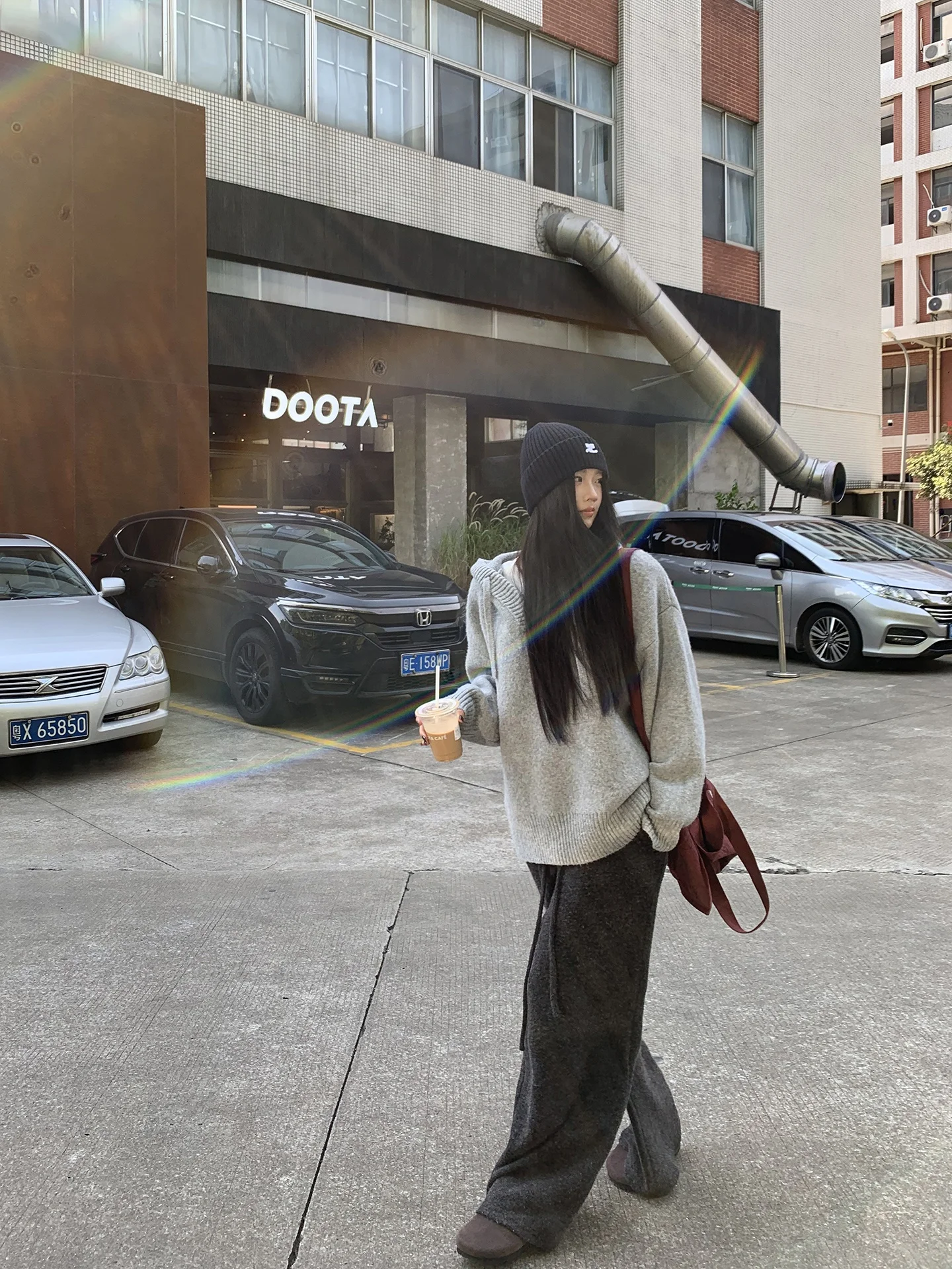 سترة نسائية فضفاضة محبوكة رمادية اللون بأسلوب كسول، ملابس خارجية عادية مريحة وقابلة للتنفس من مادة ناعمة بأكمام طويلة