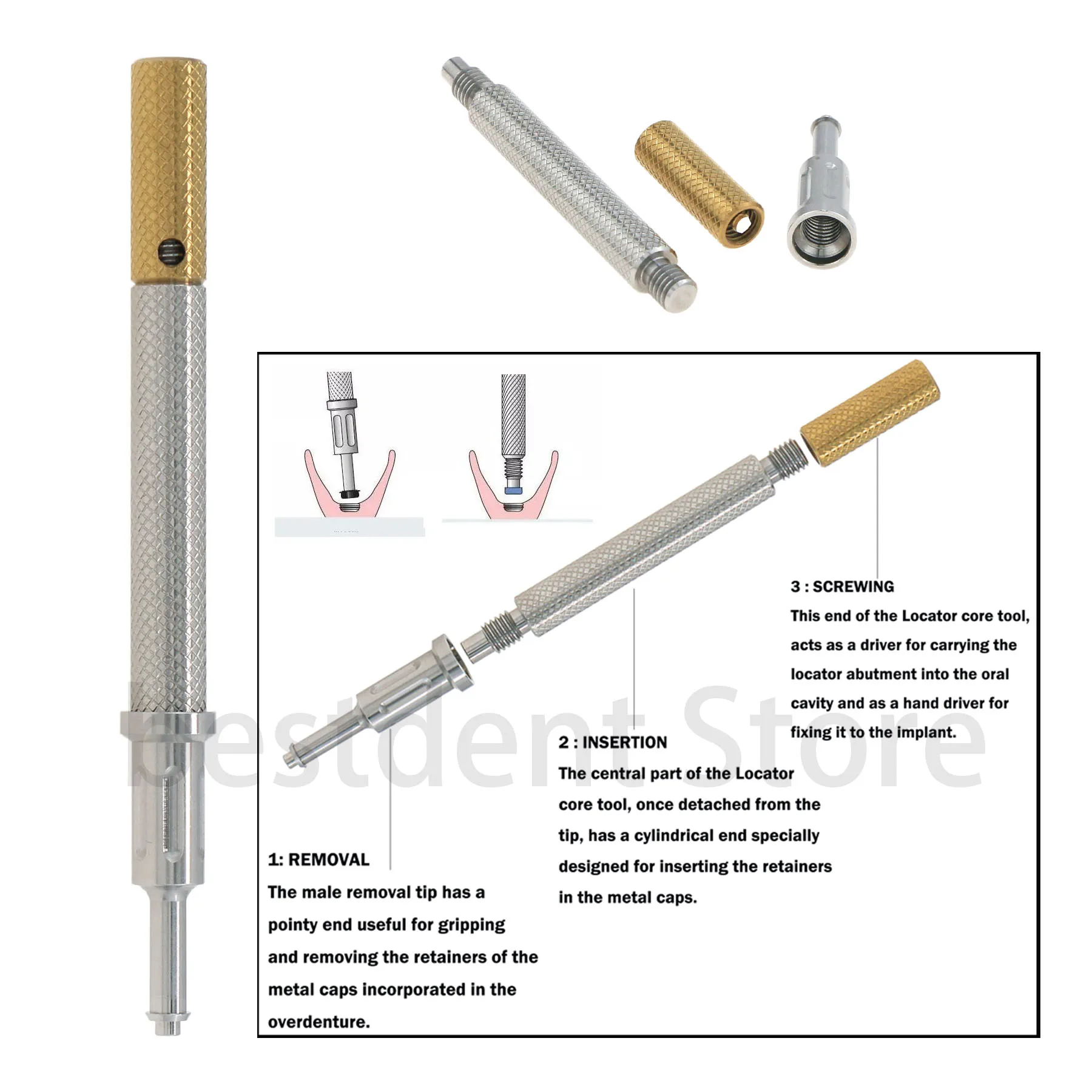 

Universal Implant Locator 3 in 1 Core Tool Retention Caps Insertion Extraction Tool