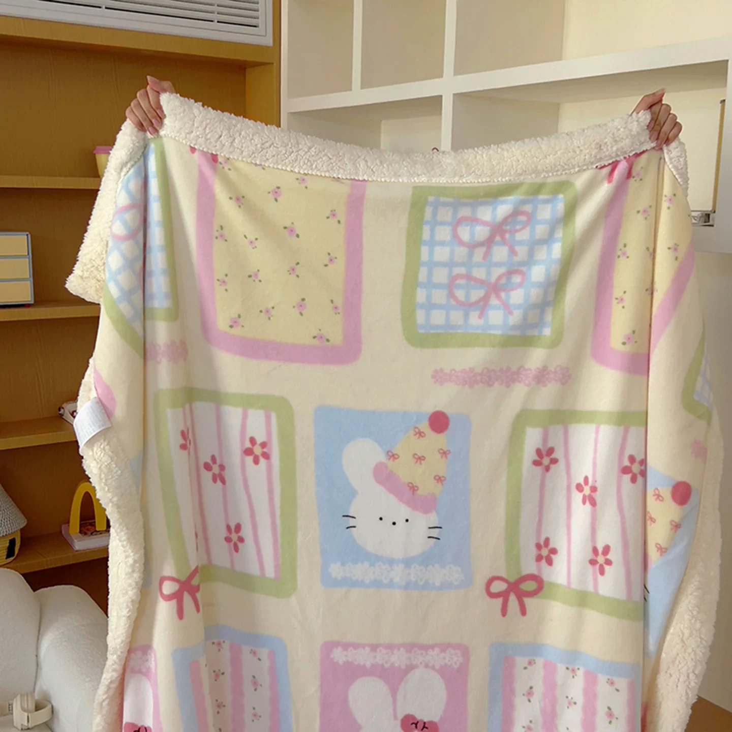 Grade A Milk Fleece Fall Winter Multi-functional Blanket Ins Cartoon Print Throw Blankets Soft Fluffy Warm Comfortable Blanket 15